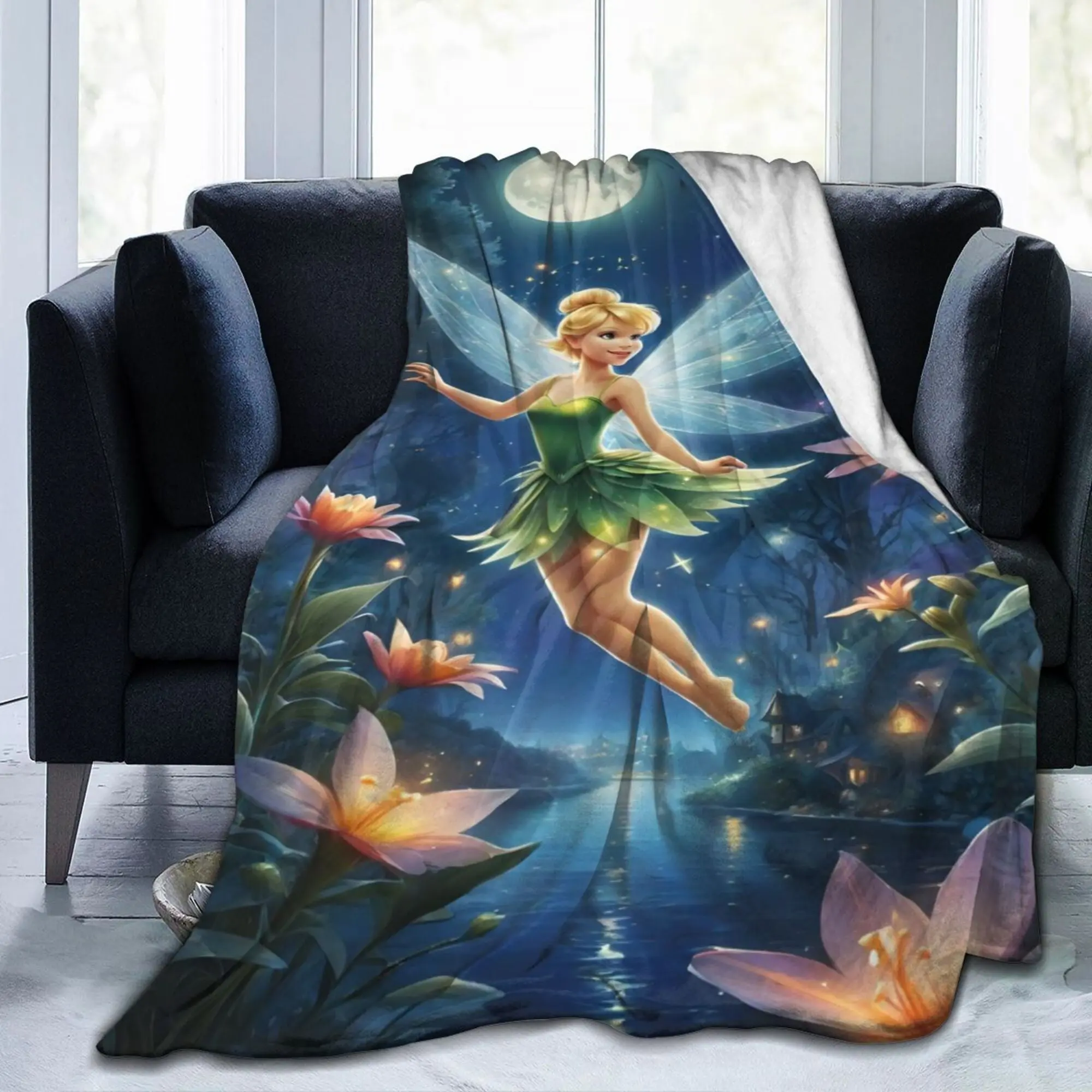 Tinker Bell and the Legend of the NeverBeast Cartoon Fleece Throw Blanket, Super Soft Cozy Warm Flannel Blanket for Bed Sofa Couch Camping Travel, All Seasons Fuzzy Plush Blankets for Kids Adults Fans