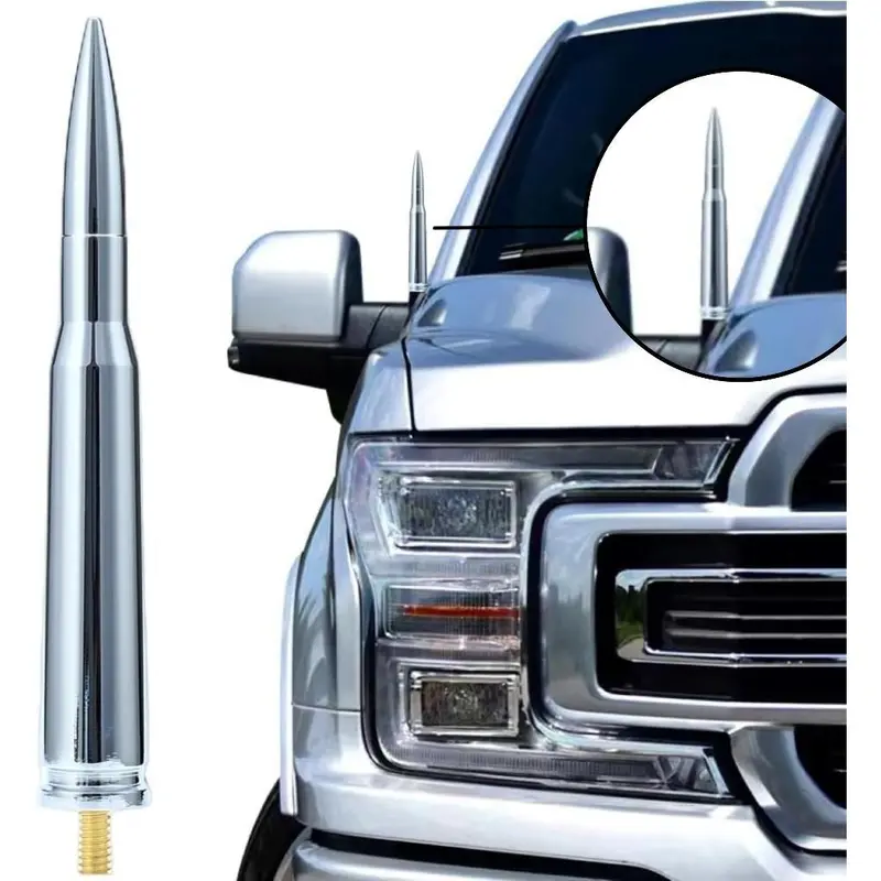 Black Billet Aluminum Bullet Antenna Mast for Classic Pickup Trucks & GMC Off-Road Vehicles, Heavy-Duty Car Accessories Replacement with Premium Copper Hardware, IP68 Wash-Proof, Low-Clear Fit, Rust-Resist Coat