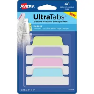 Avery AVE74867 Ultratabs Repositionable Margin Tabs - Pastel
