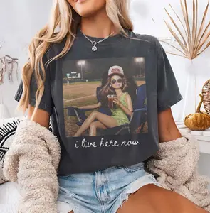 Funny Baseball Shirt, Dark Ballfield Shirt, Baseball Mom I Live Here Now