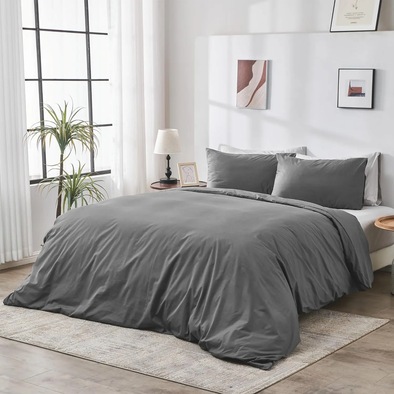 DOZ 100% GOTS Certified Organic Duvet Cover Set, Classic Percale Long Staple Cotton, Cool Crisp, Breathable, Hotel Comfort