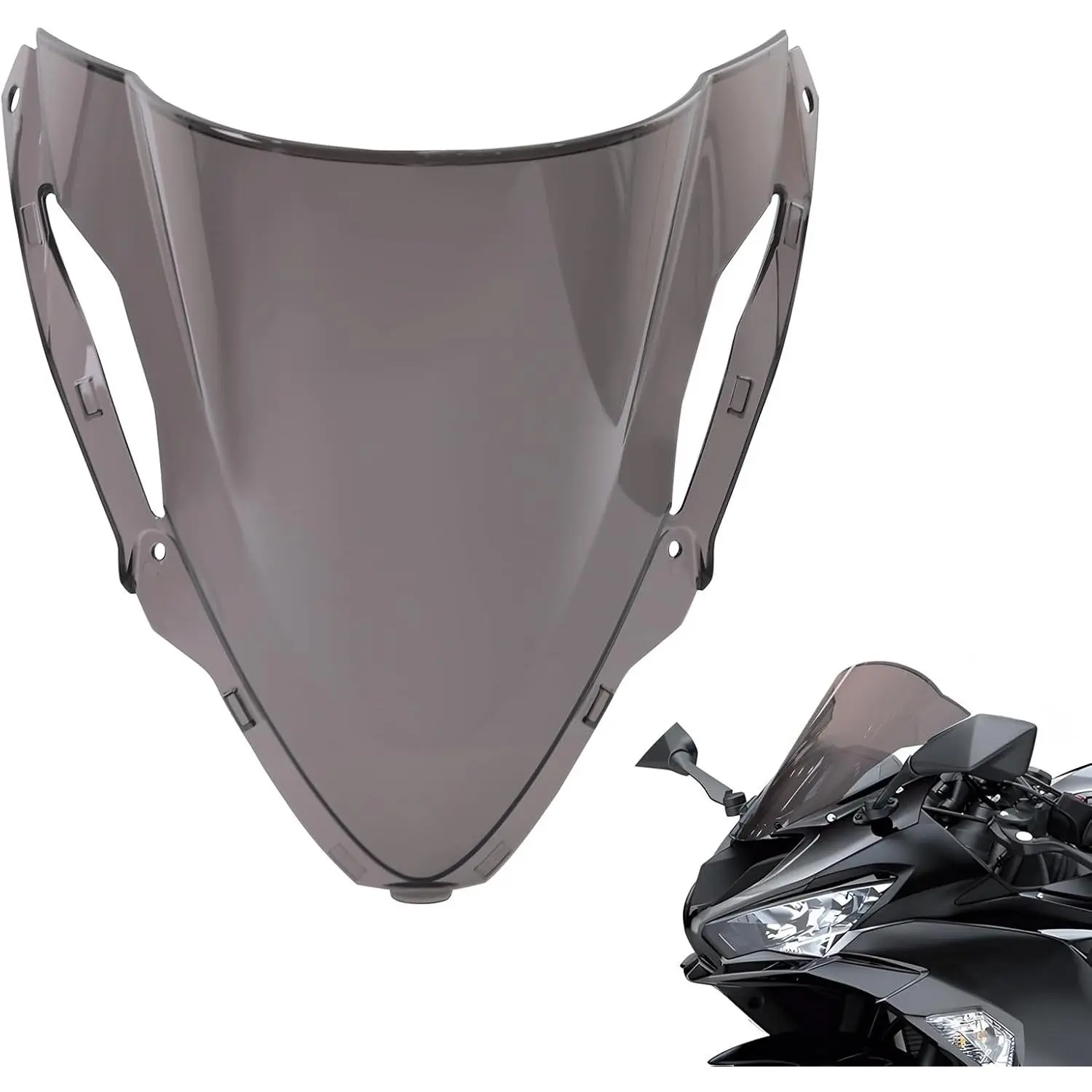 Windshield for Kawasaki Ninja ZX6R 2025, Dark Tinted Motorcycle Windscreen Wind Shield Air Deflector for Kawasaki Ninja ZX-6R ZX6R ZX636 ABS 2024-2025 Accessories