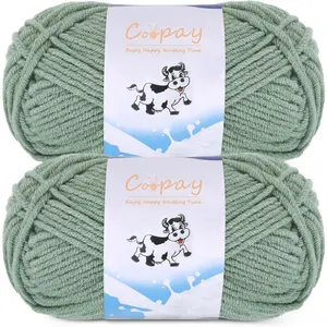 Yarn for Crocheting Knitting, Crochet Yarns, 2 x 1.76oz - 120yds - 60%  40%  Blend Yarns, Granny Square Blanket Yarn (Elegant Green)