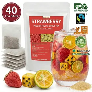 LVSEFOD [40 Portable Bags] Freeze-Dried Strawberry Kumquat Passion Fruit Tea | 200g Healthy Coffee-Free Causal Tea | Cold Brew Summer Fruit Tea | No Added Flavors | Individually Packaged