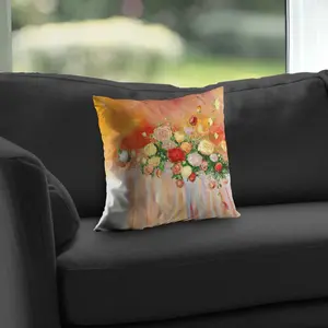 Begin Home Decor C1PC1414ATLVDZ 14 x 14 in. Bouquet of Multicolor Abstract Flowers - Romantic Throw Pillow
