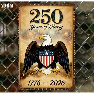 Elegant 2D Wall Art Featuring Iron Design Commemorating Two Hundred and Fifty Years of American Independence Flags and Revolutionary Fighters
