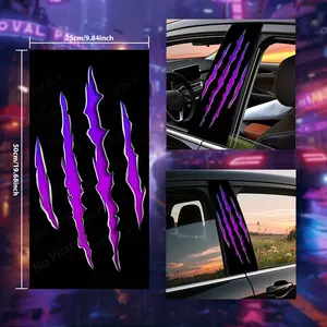 Premium Car Center Pillar Sticker Set, Waterproof & Scratch-Resistant PVC Bumper Decals. Purple Claw Marks Cool Stickers, Mysterious & Elegant, Unleash Unique Charm. Suitable for All Types of Vehicles & Surfaces Including Glass, Metal, Plastic, Ceramic &