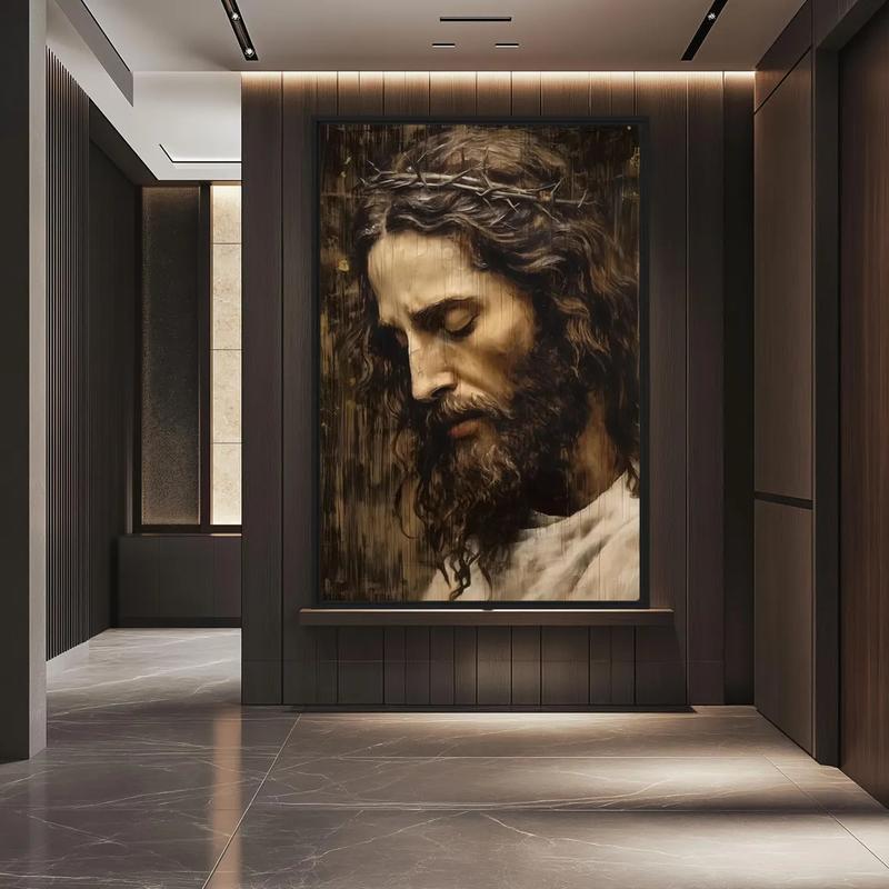 Unframed Jesus Christ Portrait Canvas Print - Modern Christian Religious Wall Art, Aesthetic Home Decor