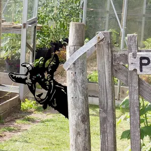 Peek a Boo Flipping Off Metal Sign-Peeping Animal Wall Art Ornament Peeping Around Signs or Post Mountable Decor for Garden Farm Outdoor Spaces