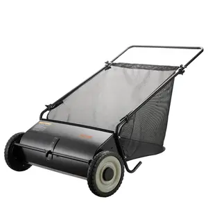 VEVOR Push Lawn Sweeper, 26-inch Leaf & Grass Collector, Strong Rubber Wheels & Heavy Duty Thickened Steel, Durable to Use with Large Capacity 7 cu. ft. Mesh Collection Hopper Bag, 4 Spinning Brushes