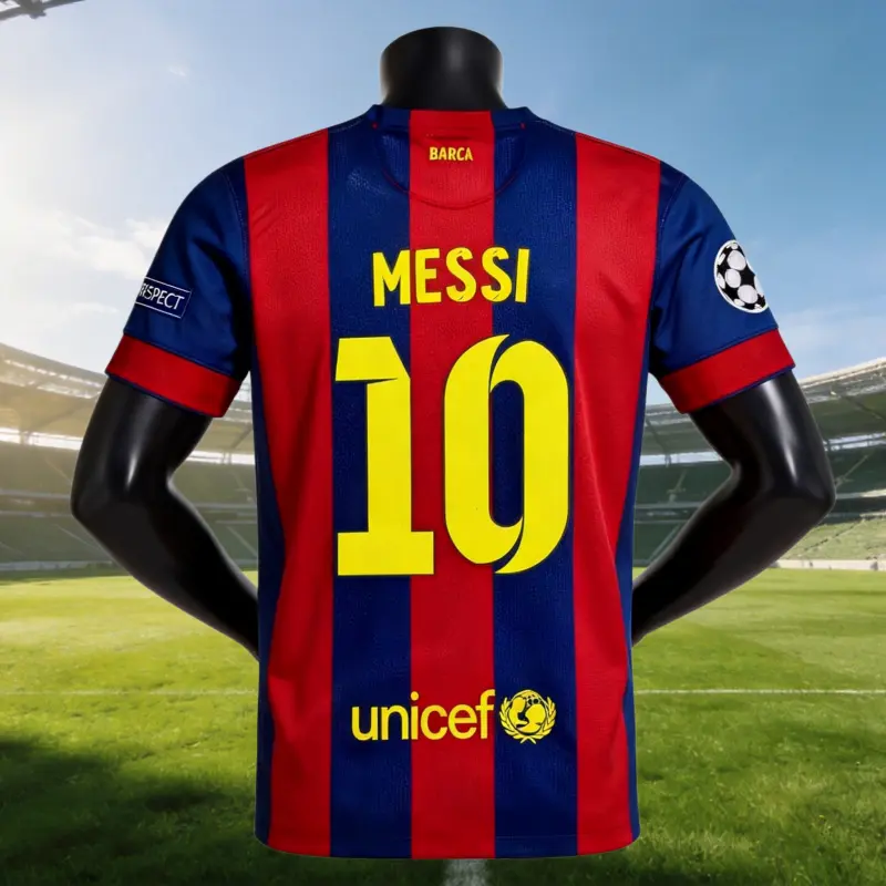 14 15/Home/Short Sleeve/10# Messi/Retro/Soccer Jersey/Fans Version/Red Blue