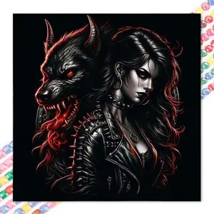 1 set of DIY diamond painting kit, 5D diamond art set, DIY decoration wolf, red hair, studded jacket. Mosaic, diamond art, DIY art home decoration, suitable for Christmas. Diamond Art Tools