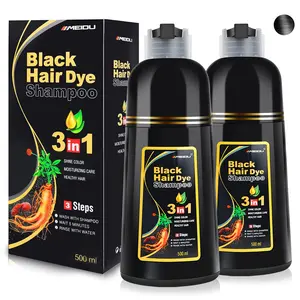 MEIDU 3 in 1 Hair Dye Shampoo - Herbal Ingredients Can cover gray hairs,Contains Ginseng Extract,Natural Haircoloring, black hairdye