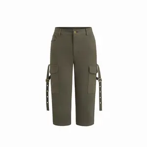 Cider Stretch Cotton-blend Low Rise Cargo Pocket Capri Shorts