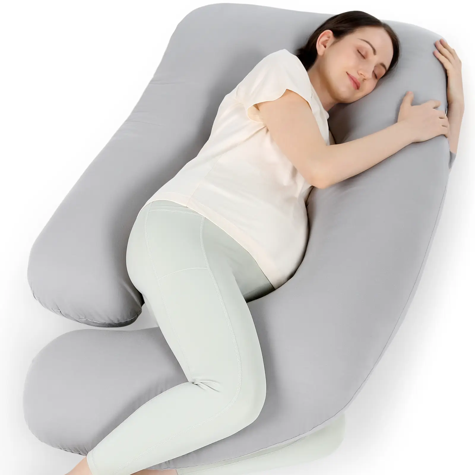 Momcozy Pregnancy Pillows for Sleeping, U Shaped Full Body Pillow for Pregnancy Women with Removable Jersey Cotton Cover, 57 Inch