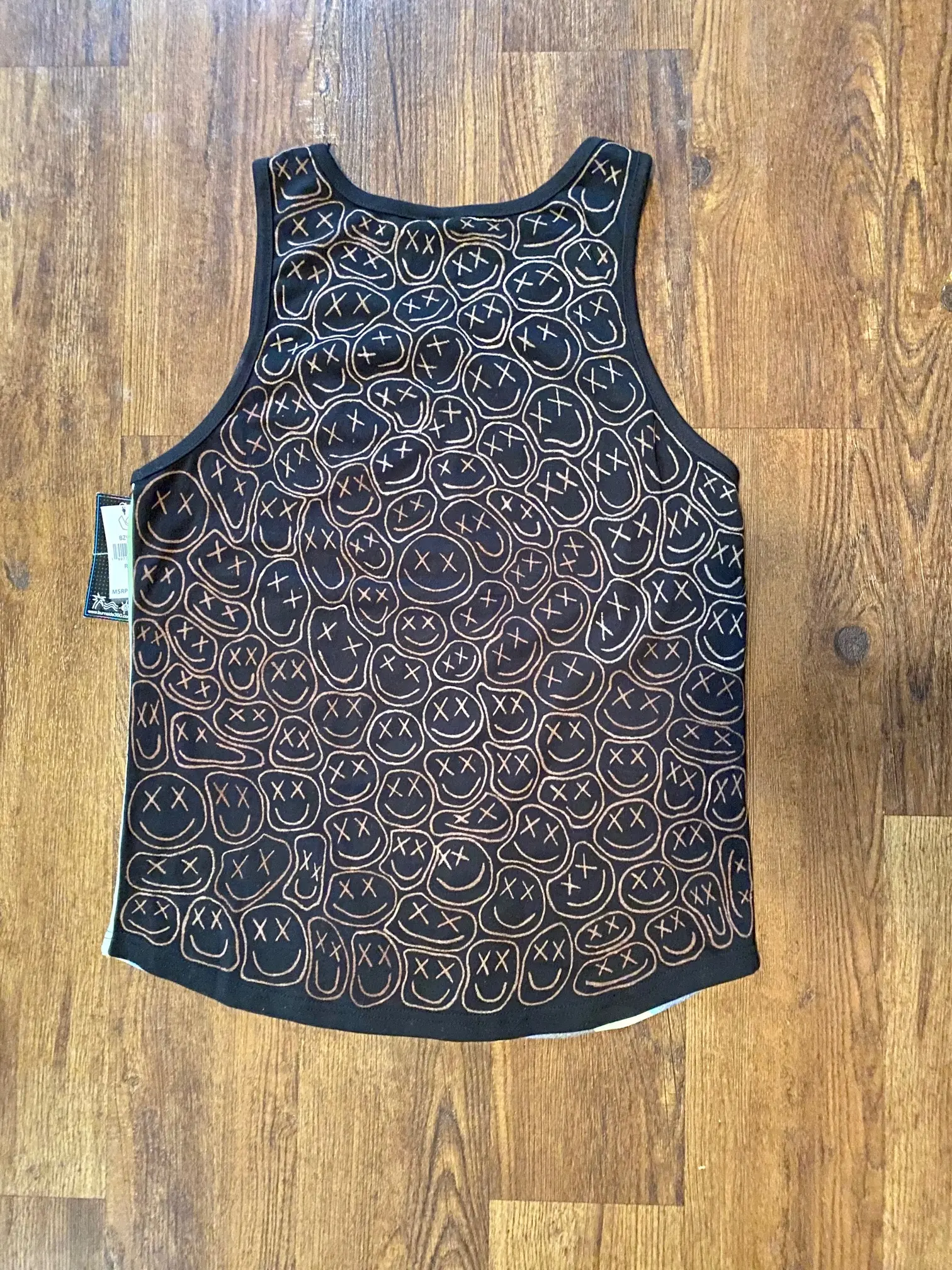 "XX Smilies" Bleach Painted Tank Top Tee (MEDIUM)