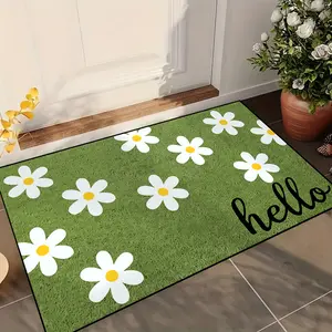 Flannel 1pc SEA Non-Slip Quick-Dry Compatible For /Outdoor Use - Low-Pile Machine-Washable Entryway Mat Suitable For Kitchen, Bathroom, Bedroom - Polyester With Non-Slip Backing