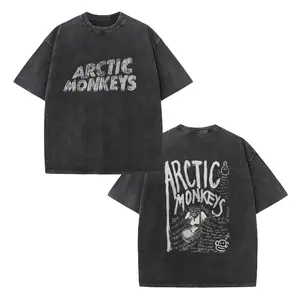 Vintage Washed Arctic Monkeys Double Sided Graphic Tee, Black Oversized Crew Neck T-Shirt, Unisex Indie Rock Band Fan Gift for Friends