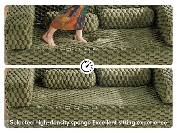 【Ships in 2 Boxes】 AMERLIFE Foldable Sofa Bed, Convertible Floor Sofa with Plush Faux Fur, No Assembly Mattress Couch for Living Room, Apartment, Bedroom