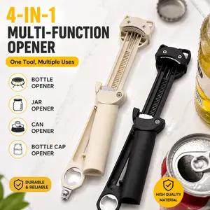 4-in-1 Adjustable Jar Opener & Bottle Opener for Seniors, Multi-Function Lid Remover for Jars, Soda Cans & Beer Bottles