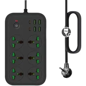 12 in 1 Power Strip with USB C,  Extension Cord with 6 Wide AC Outlets and 4 USB Ports, 110-240v, Max 3000w, Wall Mount International Plug Extender for Overseas Travel Work