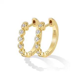 Gold Huggie Hoop Earrings for Women,14K Gold Plated Hypoallergenic Cartilage Piercing Huggie Earrings Small Cubic Zirconia Hoop Earrings Dainty Tiny Hoop Earrings for Christmas Birthday Anniversary