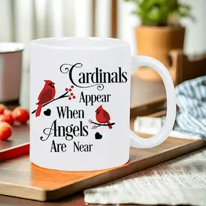 [Made in US] Cardinal Birds Ceramic Coffee Mug, Insulated, Reusable, Hand-Wash Only, for Adults 14+, Ideal Gift for Bird Lovers