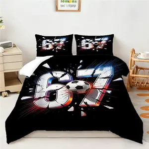 2/3Pcs Number 67 Printed Quilted Comforter Set, Unique Football Bedding Set, Warm Quilt for Boys' Rooms, Girls' Rooms, Dormitories, Ideal Gift for Football Fans, Suitable for All Seasons (Pillowcase Not Included)