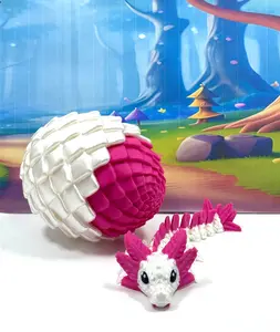 Articulated Baby Axolotl Dragon and Egg 3D Printed Baby Dragon, 6 Inches Fidget Toy BD008-MAGENTA-WME