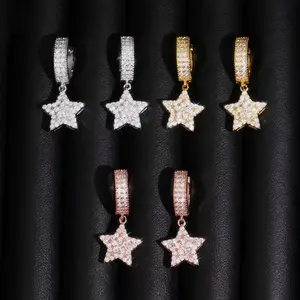 Star Earrings Screw back Moissanite S925 + Rhodium