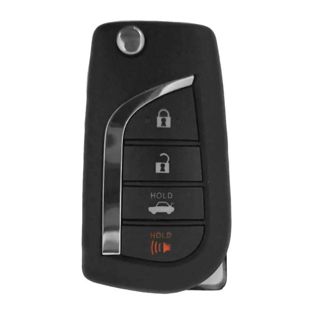 Compact 2019 Toyota Camry 4-Button Flip Key Fob Replacement, FCC# HYQ12BFB, Frequency: 315 MHz, Ilco C/R: AX00012710, Chip ID: Texas ID 4D, Lock/Unlock & Trunk Function Support, for US Production Vehicles, Car Remote Auto Parts Accessory, Car Remote Key