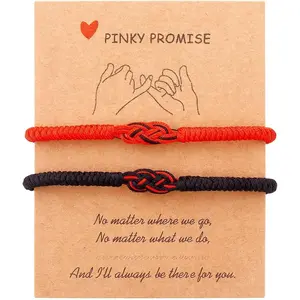 Couple Matching Pinky Promise Bracelets Valentines Day Christmas Gifts for Long Distance Boyfriend Girlfriend Her