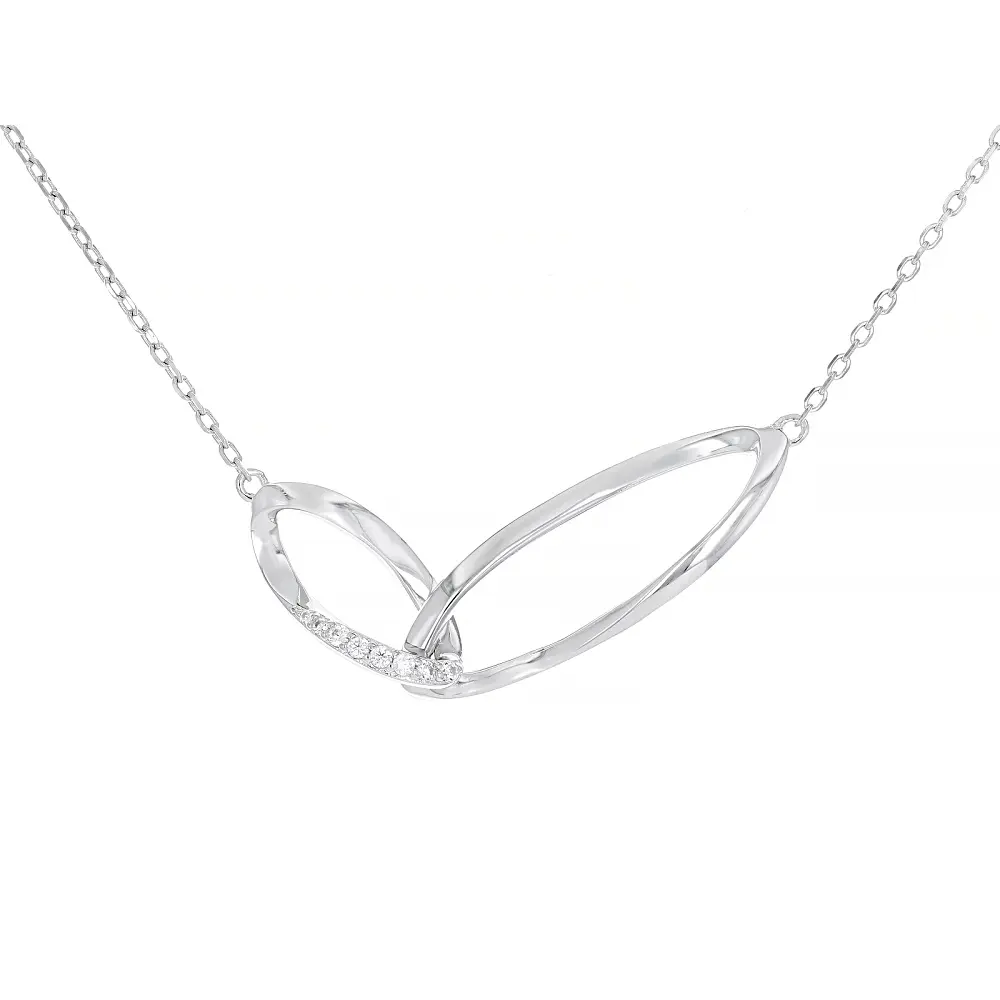 JTV White Cubic Zirconia Rhodium Over Sterling Silver Necklace 0.18ctw