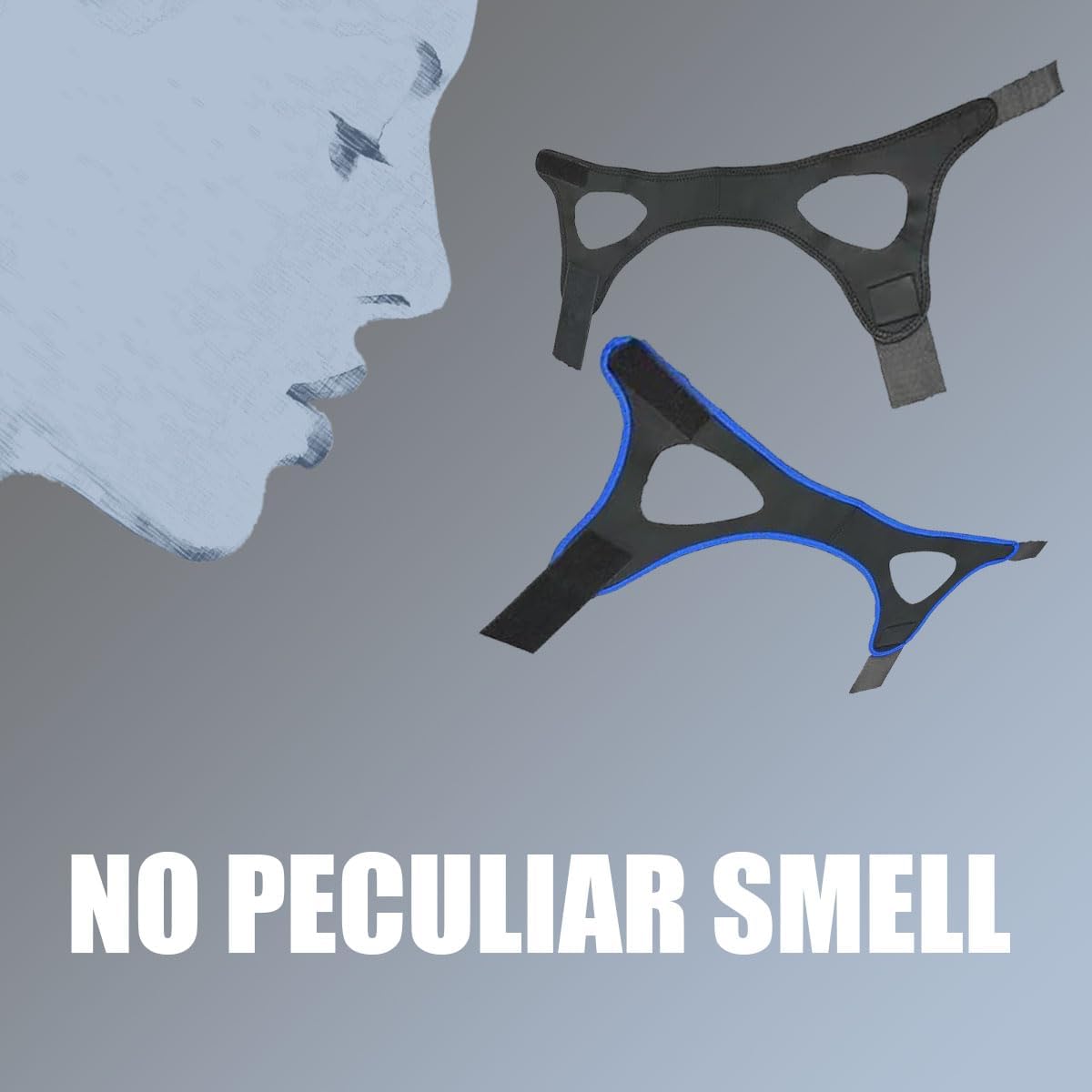 [Upgraded] Anti Snore Chin Strap, Snoring Solution Effective Anti Snore Device, Adjustable and Breathable Stop Snoring Head Band Effective Snore Solution for Excessive Snoring for Men Women, Black Blue