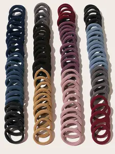 100pcs Simple Solid Color Versatile Basic Towel Hair Ties Scrunchies Ponytail High Elasticity Durable Rubber Bands Hair Accessories