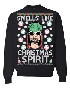 Smells Like Christmas Spirit, Nirvana, Kurt Cobain Christmas Sweater, Funny Christmas Sweater, Holiday Sweater