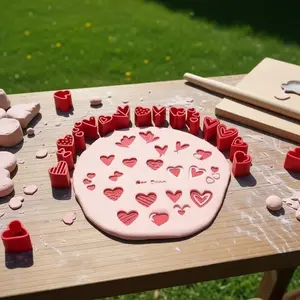15pcs Clay Stamp & Molding Kit, Contains Multiple Heart Pattern Clay or Pottery Seals - DIY Plastic Clay Set for Making, Pottery, Scrapbooking, Card Making - Compatible with Polymer Clay, Wax, Resin Crafts