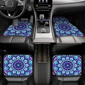 Mandala Flower Pattern Car Floor Mats, Automotive Floor Mats, 4-Piece Set, Absorbent, Non-Slip, Washable Polyester, Fits Sedans, Hatchbacks, Suvs