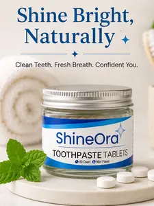 ShineOra Toothpaste Tablets – Mint Flavor Travel Toothpaste Tabs, Natural Oral Care, Chewable Toothpaste Tabs for Whitening & Fresh Breath