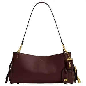 COACH Rogue 34 Leather Crossbody Bag with Signature Print for Women in Red-Brown