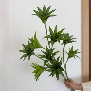 Hot Selling 3-Branch Gold Edge Lily Bamboo Artificial Flowers, Reusable, Never Wither, Ideal for Home Decor, Wedding Bouquets, Party Props