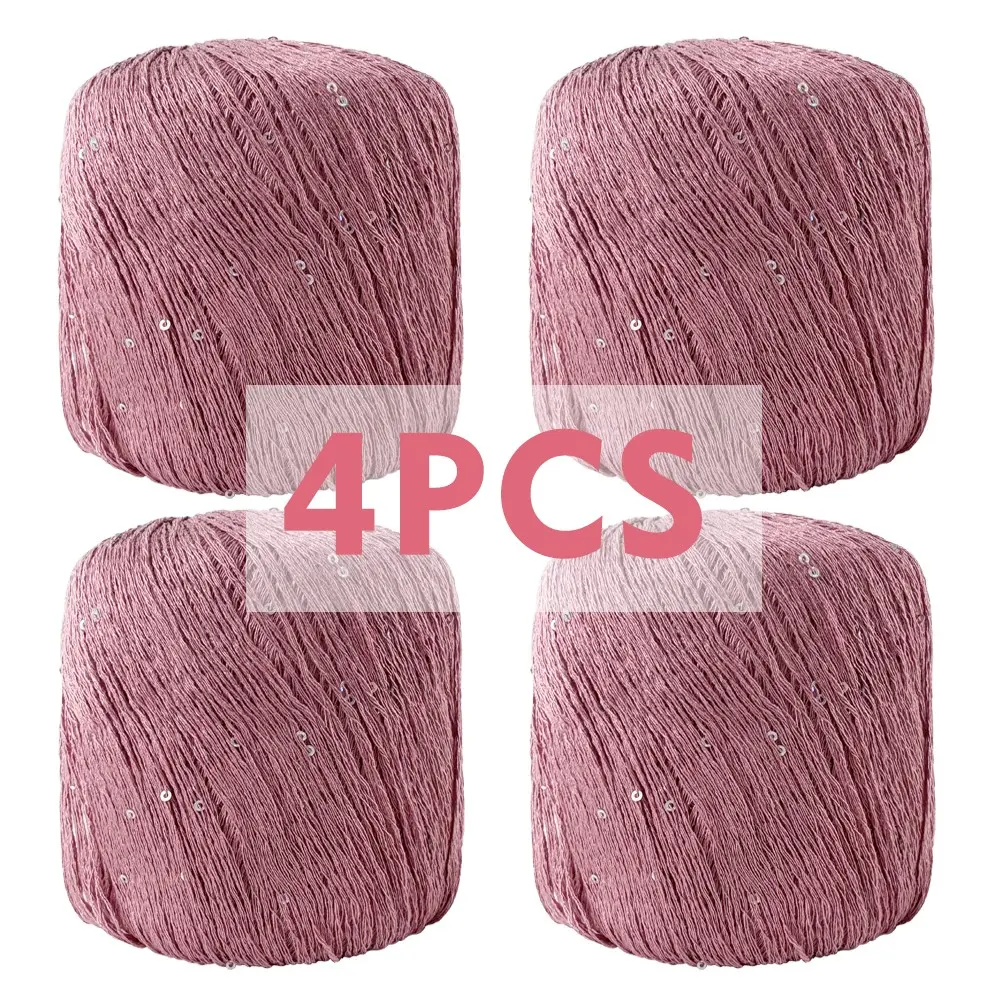 4pcs Linen Sequins Lace Thread, Fine Yarn for Spring Summer Shawls, Hollow Knit Sweaters, Vests DIY Clothes Making, Crochet Thread, Diy Knitting Supplies
