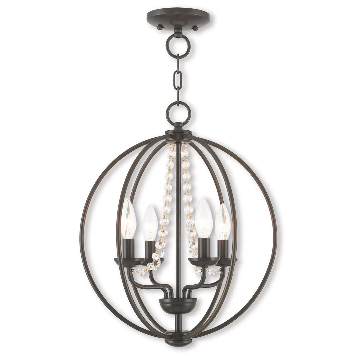 4 Light English Bronze Mini Chandelier/Flush Mount with Steel base material