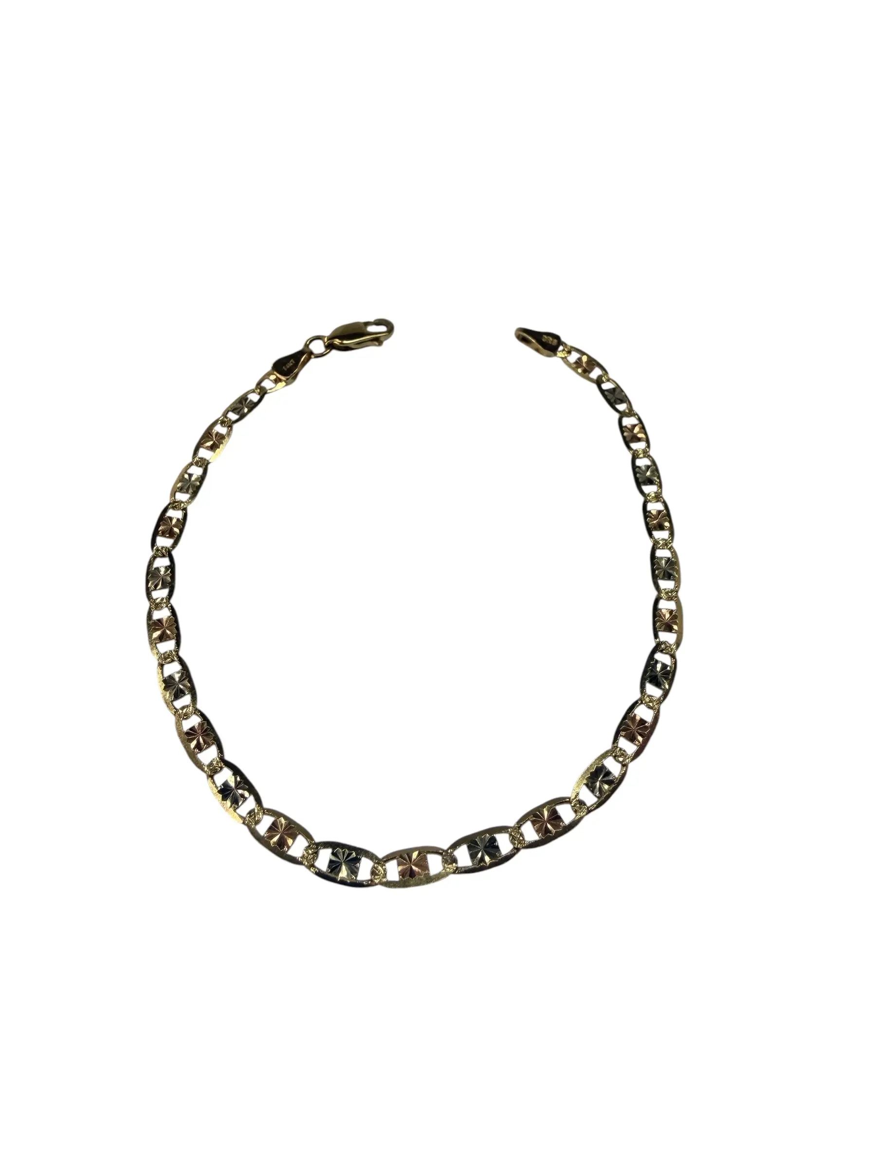 Esclava 7” de tres tonos en oro 14k