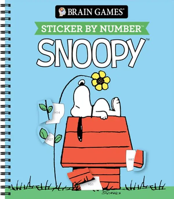 Brain Games - Sticker by Number: Snoopy (Officially Licensed Peanuts Product) -- Publications International Ltd, Spiral Bound, Comb or Coil