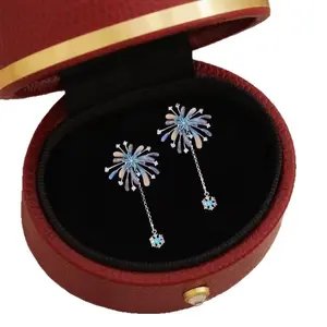 Flame And Stars Blue Gradient Fireworks Earrings Light Luxury Sweet Everyday Versatile Earrings New Year Exquisite