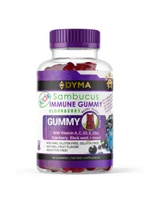 DYMA Sambucus Immune Gummy for Kids Berry Flavor, 60 Gummies, Non-GMO, Gluten Free, with Vitamin A, C, D3, E, Zinc, Black Elderberry & Cumin Seed, Immune Support Supplement