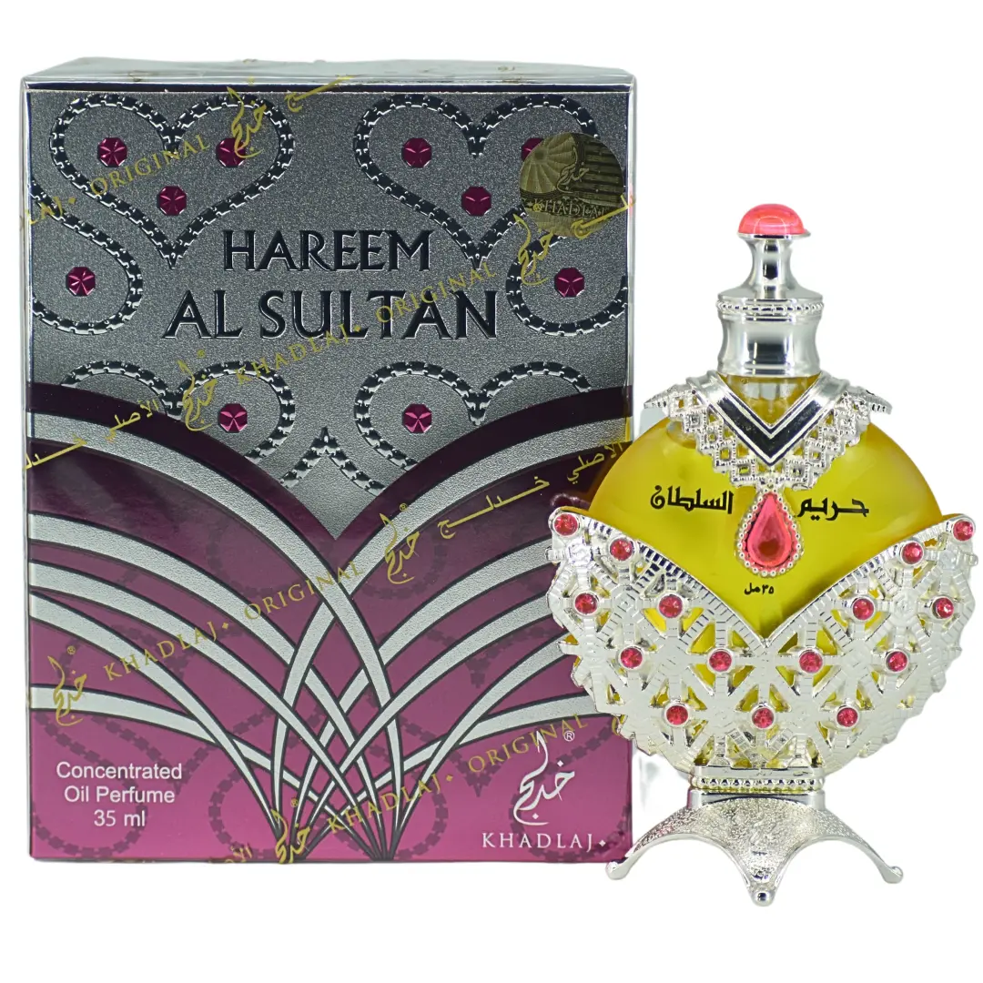 Khadlaj Hareem Al Sultan Silver Perfume Oil-35ML By Khadlaj - Long Lasting Perfume Oil For Women - With Fruity and Aphrodisiac Notes Vanilla Jasmine