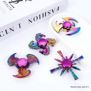 Colorful Alloy Fidget Spinner Set, 4 Pack Random Styles, Stress Relief Metal Finger Gyro, Rotating Hand Toy for Kids & Adults, Stress Relief Model, Stress Relief Fidgeting