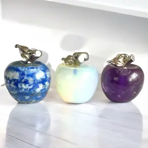 Women's Apple Gemstone Necklace with Opal, Amethyst, and Lapis Lazuli